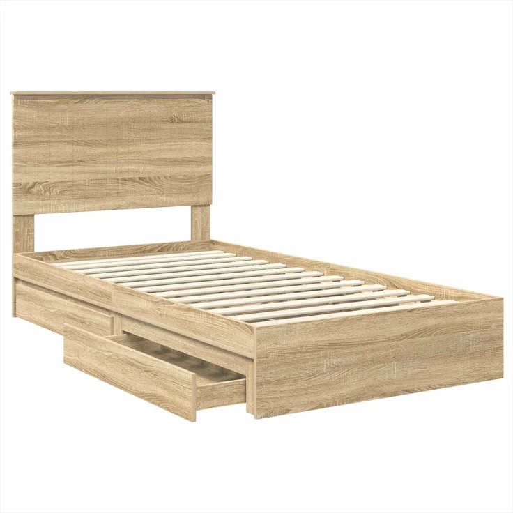 vidaXL Aufbewahrungsbett Sonoma-Eiche 100 x 200 cm Holzwerkstoff 3411238 – Bild 4