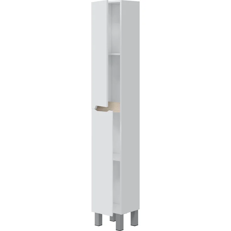 Badezimmer-Set >LEA< (3-tlg.) in Weiß glänzend / Eiche Dekor - 80x86x45 (BxHxT) – Bild 5