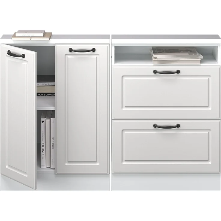 Küchenschrank für Dachschrägen R-Line Weiß Landhaus 120 cm 2er Set Vicco – Bild 6