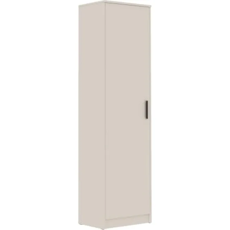 Marmex Möbel Grant 20C 1-türiger Mehrzweckschrank, Kleiderschrank mit Einlegeböden und einer ausziehbaren Kleiderstange, laminierte Spanplatte, graubeige cashmere, 52x195x40 cm