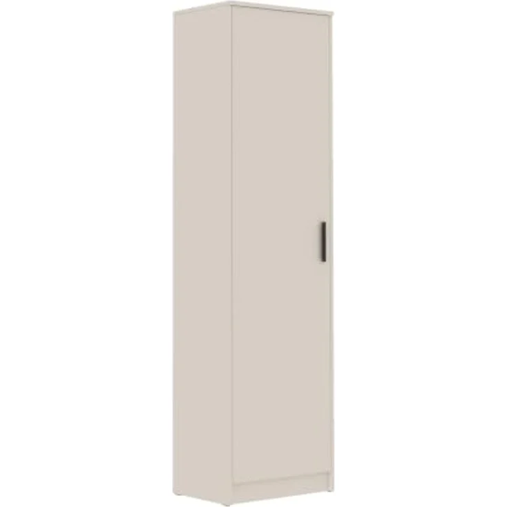 Marmex Möbel Grant 20C 1-türiger Mehrzweckschrank, Kleiderschrank mit Einlegeböden und einer ausziehbaren Kleiderstange, laminierte Spanplatte, graubeige cashmere, 52x195x40 cm – Bild 1