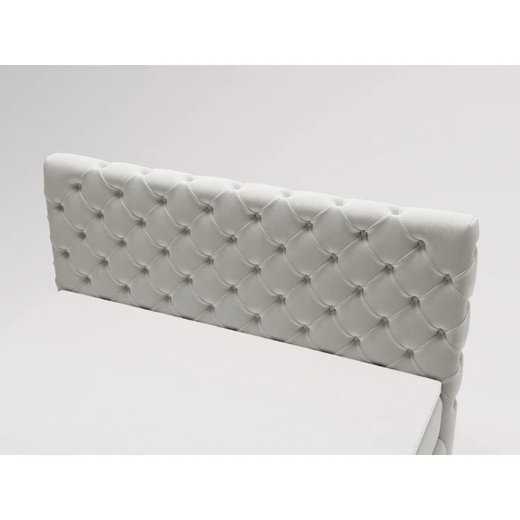 GRAINGOLD Canolo Doppelbett 140x200, Boxspringbett mit zwei Bettkästen, Glamour Stil, Velour-Stoff, Hellgrau – Bild 4