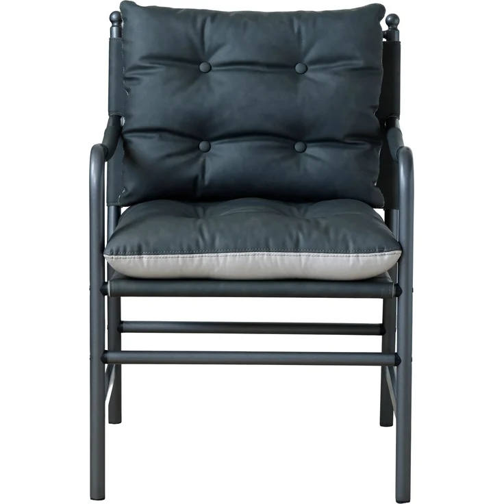 Sessel H 90 x T 60 x B 62 cm, schwarzes PU-Leder, Metallrahmen, 1 St. – Bild 7