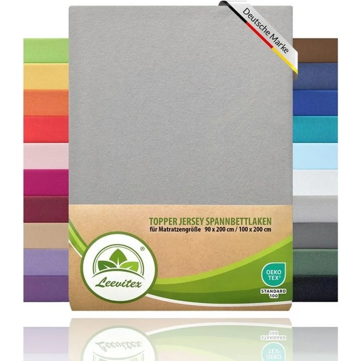 leevitex® Spannbettlaken für Topper – weich, anschmiegsam, pflegeleicht & ideal zum Wohlfühlen, Gummizug: Rundum-Gummizug, 100 % Baumwolle, Oeko-Tex, 18 cm Steghöhe – Bild 4