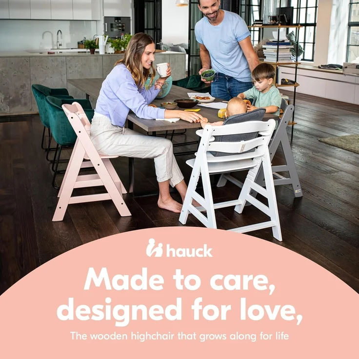 Hauck Kinder Hochstuhl Alpha+ - Mitwachsender Holz Babystuhl (FSC zertifiziert), Kinderhochstuhl ab 6 Monate, verstellbar, mit Schutzbügel, Schrittgurt und 5-Punkt-Gurt - Schwarz – Bild 8