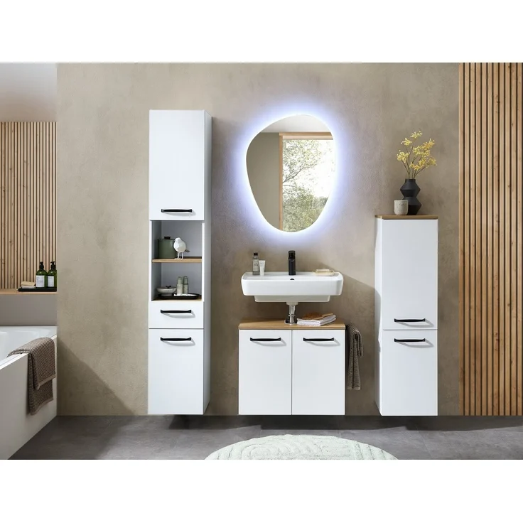 Saphir Hochschrank Quickset 500, Badschrank 32,4 cm breit 3 Einlegeböden, 1 offenes Fach, Badezimmer-Hochschrank – Bild 1
