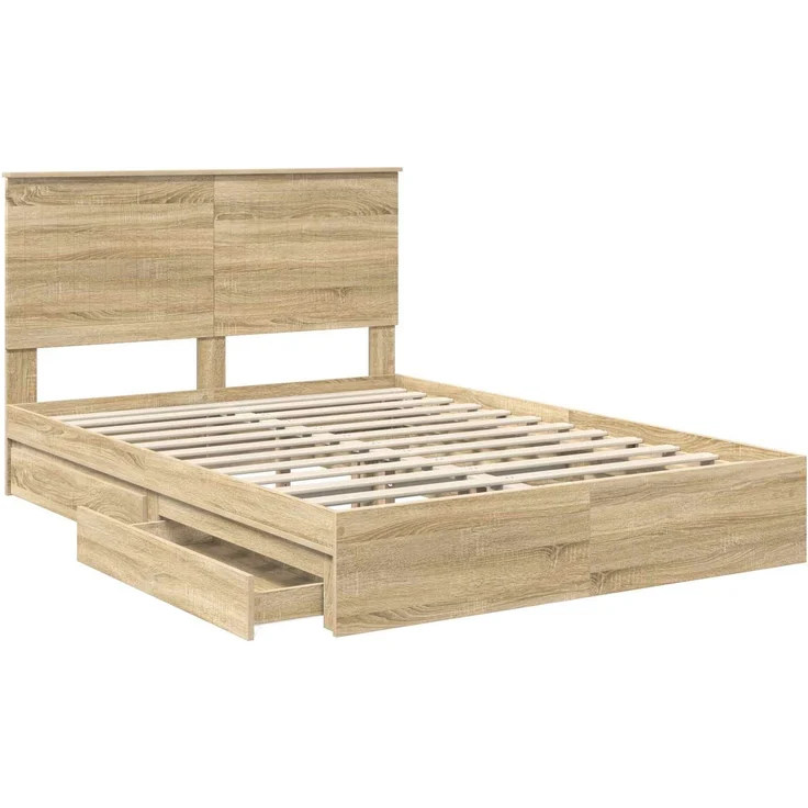 vidaXL Aufbewahrungsbett Sonoma-Eiche 135 x 190 cm Holzwerkstoff 3411217 – Bild 4