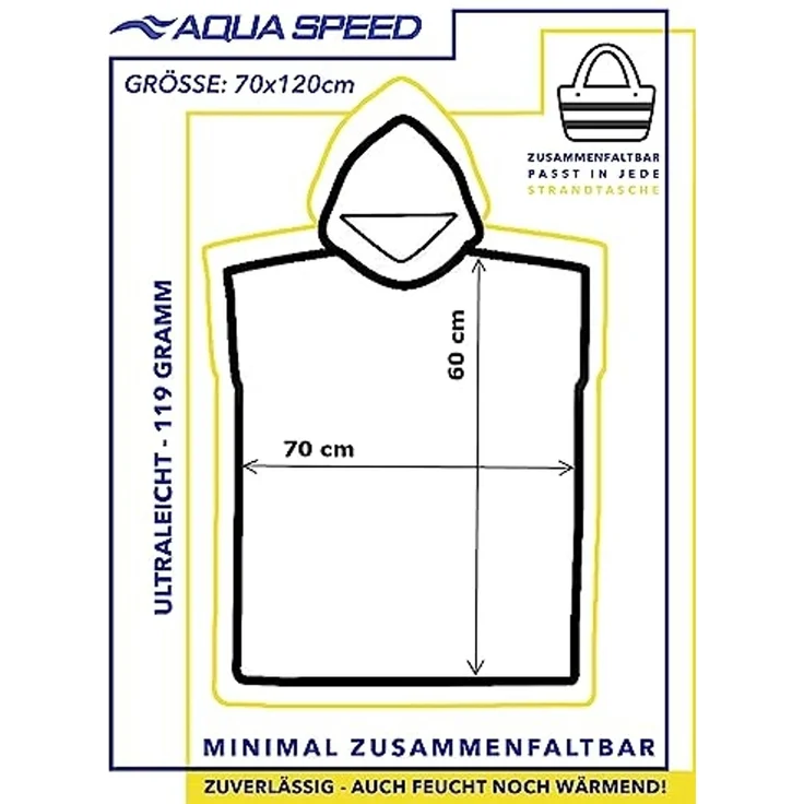 Aqua Speed Kapuzenhandtuch Kinder Überziehponcho – Mikrofaser Badeponcho für Urlaub, (Größe 80x140 cm – Grammatur 400 g/m), Geeignet für regelmäßige Nutzung in Schwimmbad und Kursen flexibel pur – Bild 4