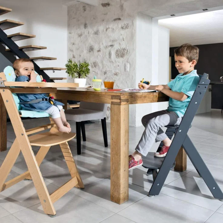 Safety 1st 'Timba' Treppenhochstuhl, weiß, 4-fach höhenverstellbar, mit Sicherheitsbügel, Gurt und Essbrett, Buche massiv – Bild 5