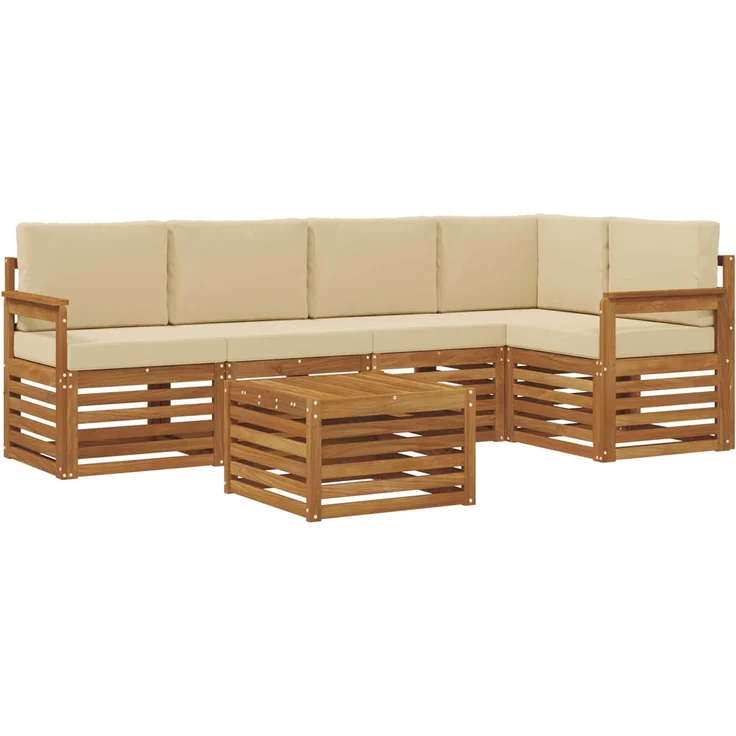 vidaXL Outdoor-Sofagarnitur 6 stk. 5-Sitzer Natur und Beige 3374838 – Bild 2