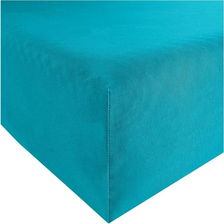 Erwin Müller 'Freising' Spannbettlaken, Gummizug: Rundumgummi, 1 Stück, Elasthan-Jersey-Stretch Uni, Türkis, Spannbettlaken | 80x200 - 80x220 cm – Bild 1