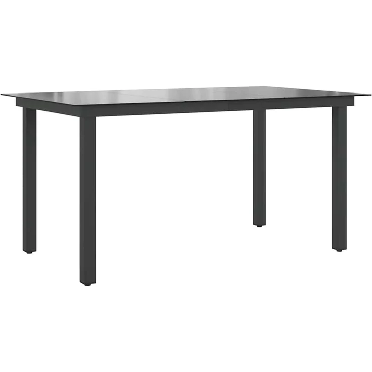 Gartentisch, Beistelltisch, Balkontisch Schwarz 150x90x74 cm Aluminium und Glas – Bild 2