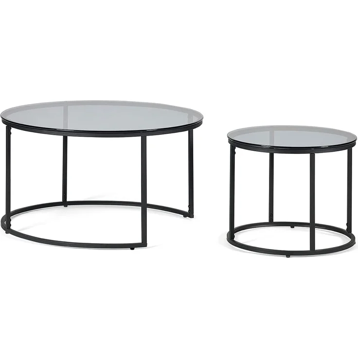 Julian Bowen Chicago, runde Couchtische zum Ineinanderstapeln, Rauchglas/Schwarz, Einheitsgröße – Bild 4