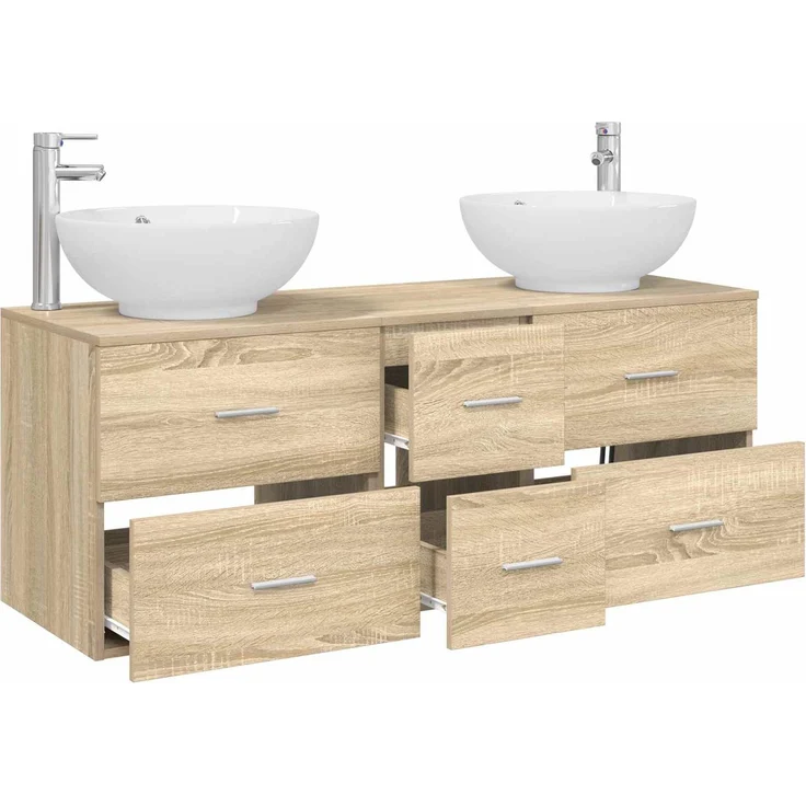 vidaXL Badezimmerschrank-Set 3 stk. Sonoma-Eiche 129 x 44,5 x 80 cm 3405909 – Bild 3