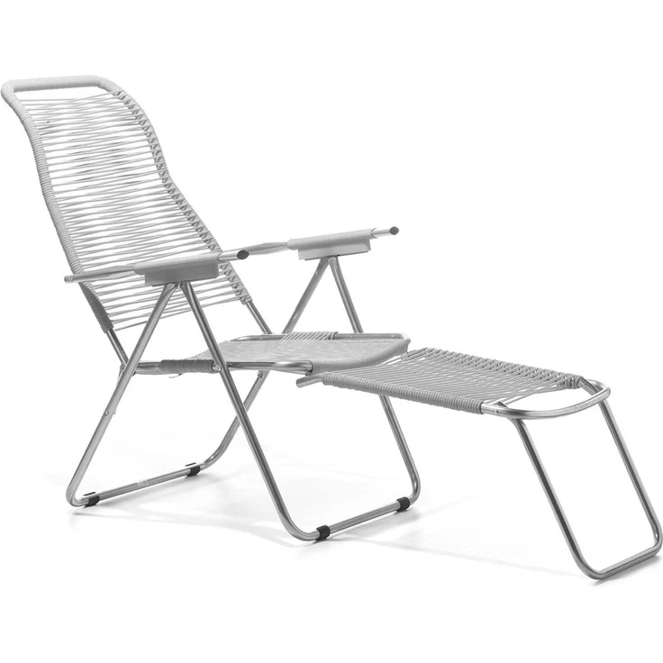 FIAM Liegestuhl Spaghetti Gartenstuhl Weiß Sessel mit Beinauflage 60x72x108 cm – Bild 3