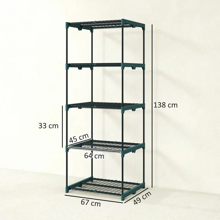 Outsunny Pflanzenständer, Stahl, Kunststoff, Dunkelgrün, 67L x 49B x 138H cm – Bild 3