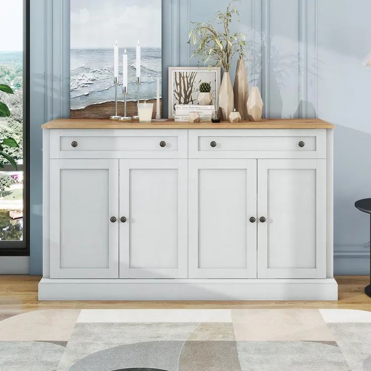 Sideboard 150/40/86 cm, Mehrzweckschrank mit Türen und Schubladen, Küchenschrank, Aufbewahrungsschrank, Wohnzimmerschrank