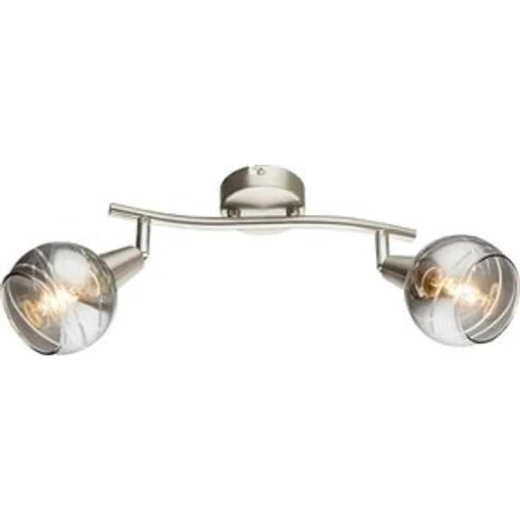 TRANGO LED Deckenleuchte, 2-flammig 1010-28SD Deckenstrahler WOW inkl. 2x 3-Stufen dimmbar LED Leuchtmittel 3000K warmweiß I Deckenlampe in Edelstahl-Optik mit Design rauchigen Glaslampenschirmen, Deckenstrahler, Wohnzimmer Lampe, Spots schwenkbar – Bild 6