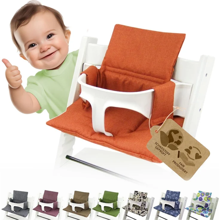 Ersatzbezug Kissen kompatibel mit Stokke Tripp Trapp M2 (meliert orange) | Sitzkissen, Kissen-Set, weich, gepolstert, waschbar & langlebig