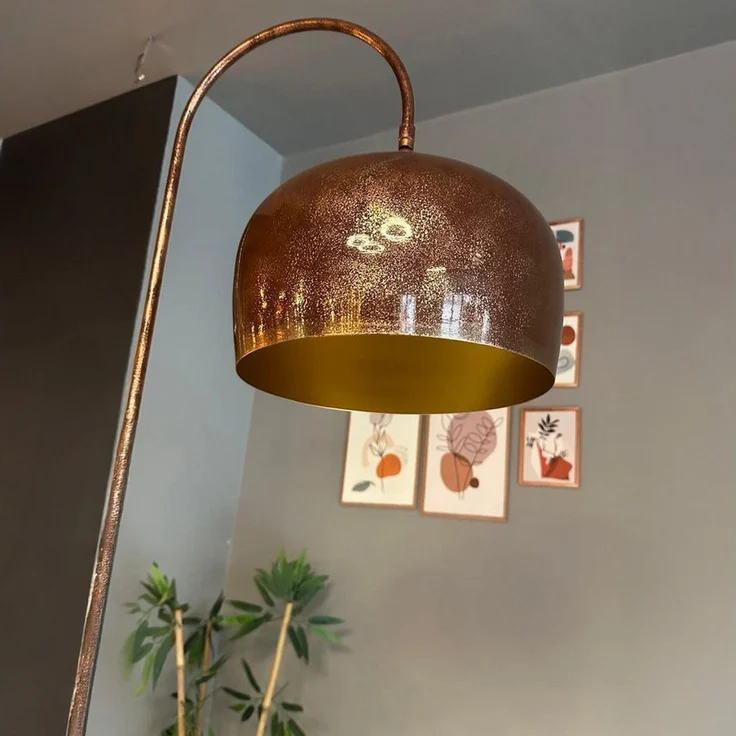 Bamyum Stehlampe Kupfer Stehlampe Moving Head Moderne dekorative Metall Stehlampe, ohne Leuchtmittel, E27, verstellbarer Lampenschirm, Stehluchte mit Ablage – Bild 2