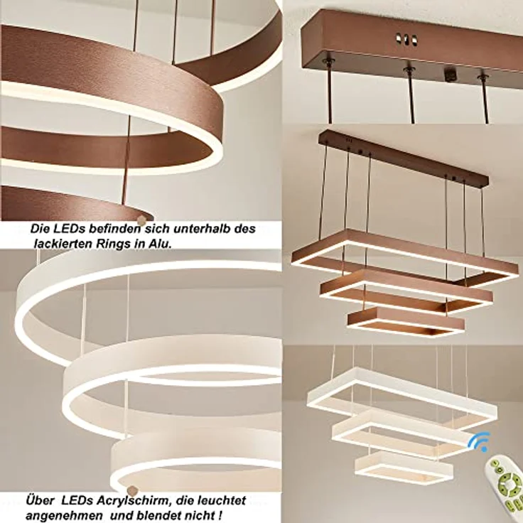 Euroton LED Pendelleuchte LED Pendelleuchte 6053 Fernbedienung warmweiß bis kaltweiß einstellbar, LED fest integriert – Bild 6