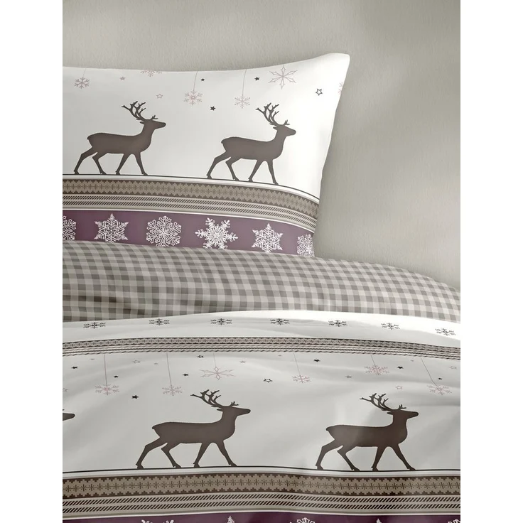 BIERBAUM Bettwäsche Wichtel, Biber, 2 teilig, 100 % Baumwolle, Biber, unterschiedliche Weihnachts-Designs – Bild 2