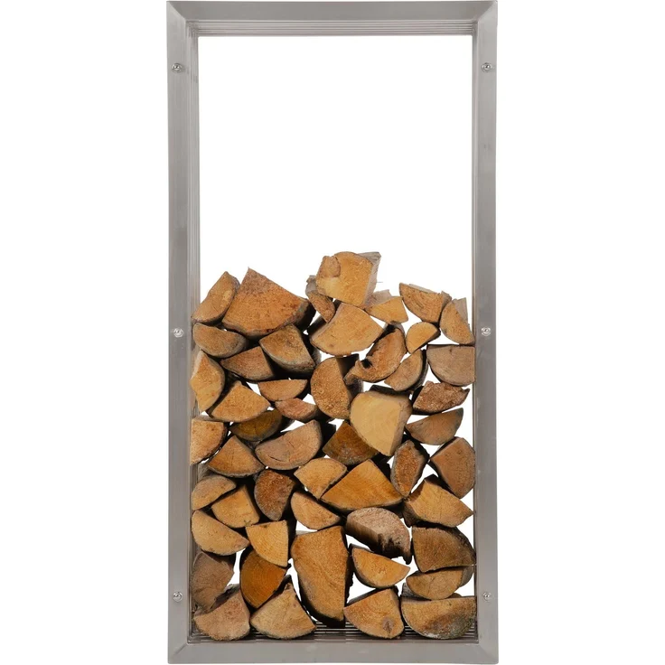 DELUKE® Kaminholzregal Metall PREMIUM - Innen und Aussen, Edelstahl Brennholzregal innen Kaminholzständer Kaminholzhalter Feuerholzregal Aussen Holz stapeln Terrasse, 40x50x100cm – Bild 2