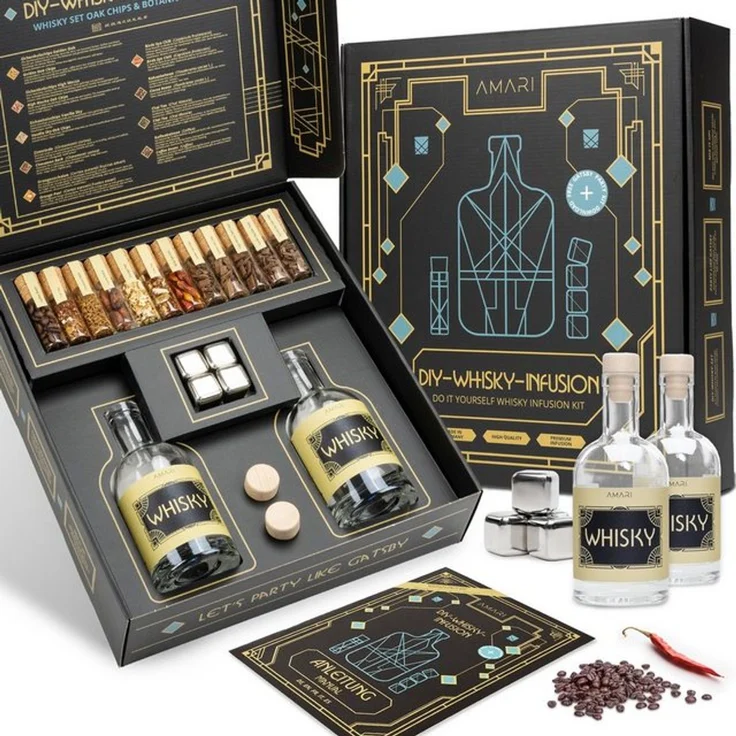 Amari Geschenkbox Whisky Selbermachen Set, DIY Geschenkset mit Botanicals & Zubehör, Hochwertige Geschenkidee für Männer & Frauen – Bild 4