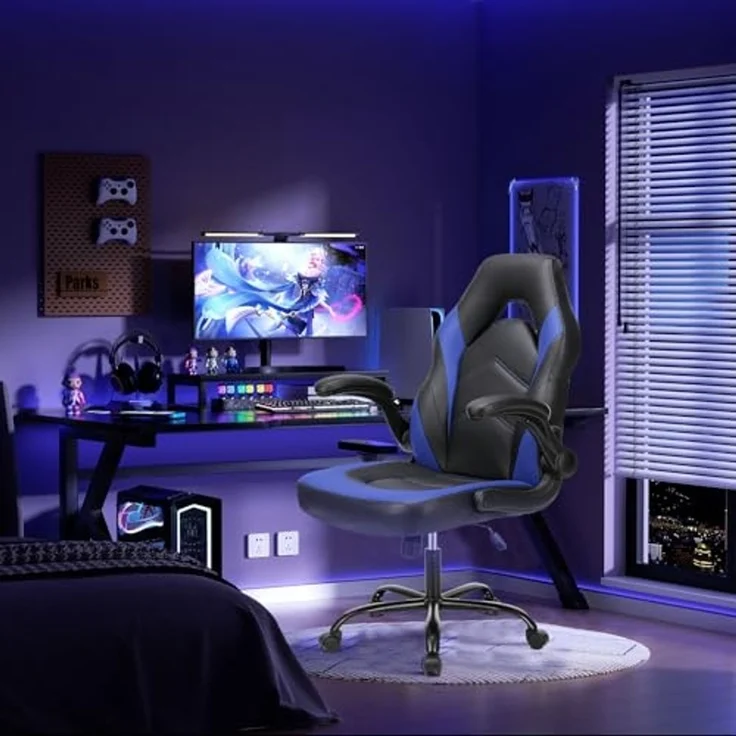 SURFOU Gaming Stuhl, Chair Sessel Bürostuhl, Schreibtischstuhl Ergonomischer, Gamer Stühle Gamerstuhl Männer Gamingstuhl Gamingstühle Gaming-Stuhl Computerstuhl Computersessel Gamingsessel, Blau – Bild 2