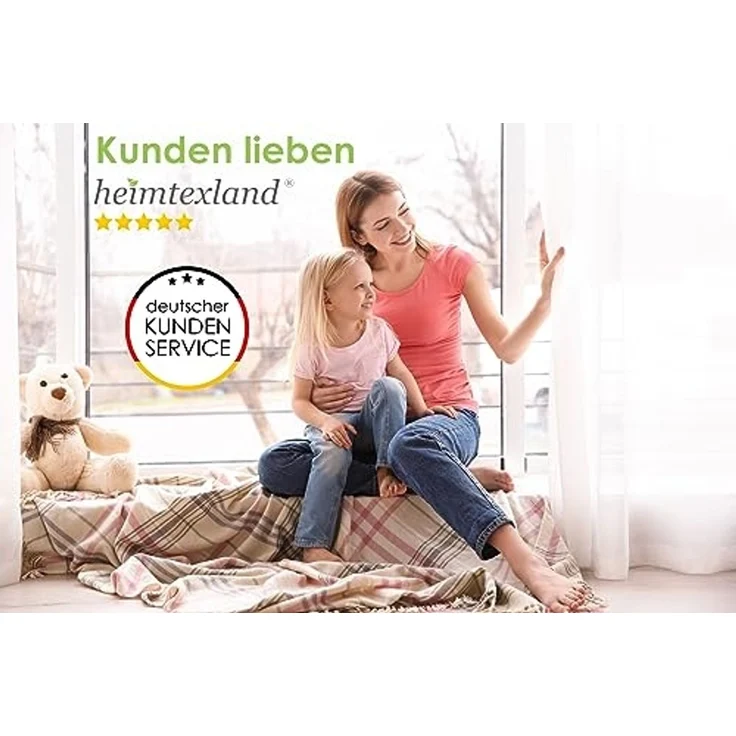 heimtexland Scheibengardine Landhaus Gardine Leinen Optik natur Kurzstore (1 St), Schlaufen, halbtransparent, Polyester, Schlaufen Bistrogardine 45x120 cm I Herz I Macramée Borte – Bild 7