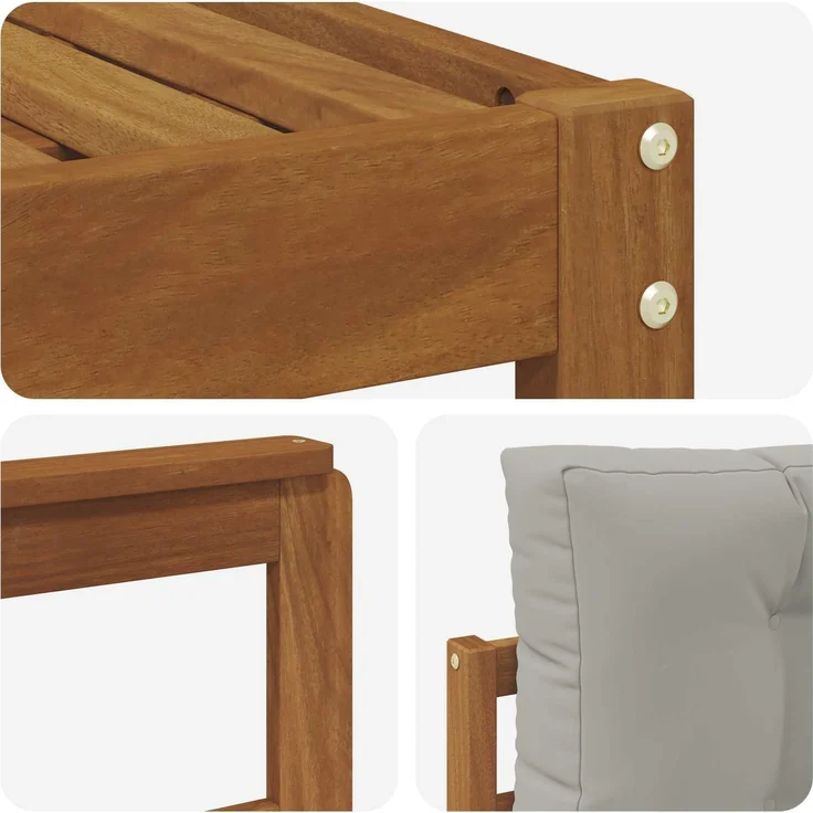 vidaXL Outdoor-Sofagarnitur 6 stk. 6-Sitzer Natur und Hellgrau 3367954 – Bild 5