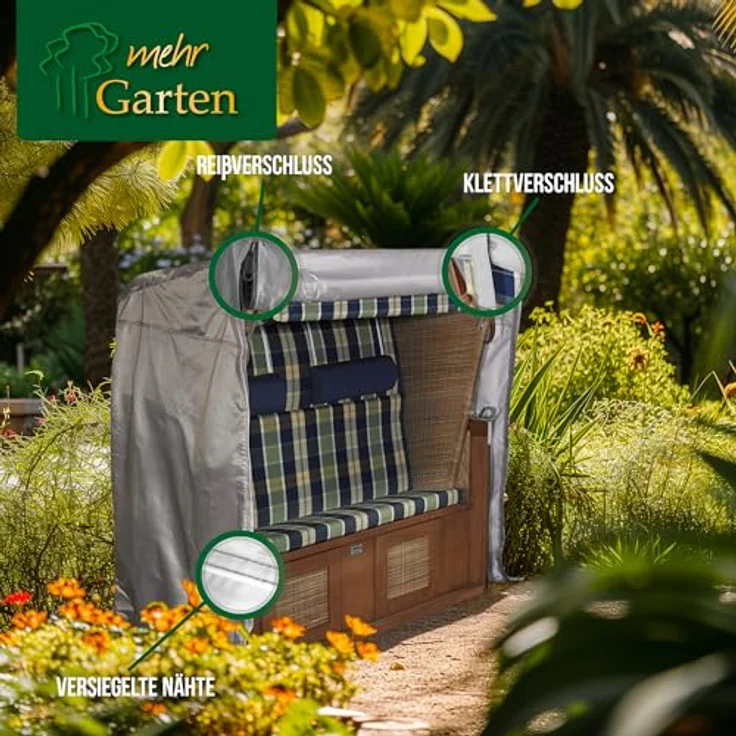 mehr Garten Gartenmöbel-Schutzhülle Plus, Premium Plus Strandkorb-Schutzhülle: 103(B)x93(T)x165/140(H) cm I Abde – Bild 5
