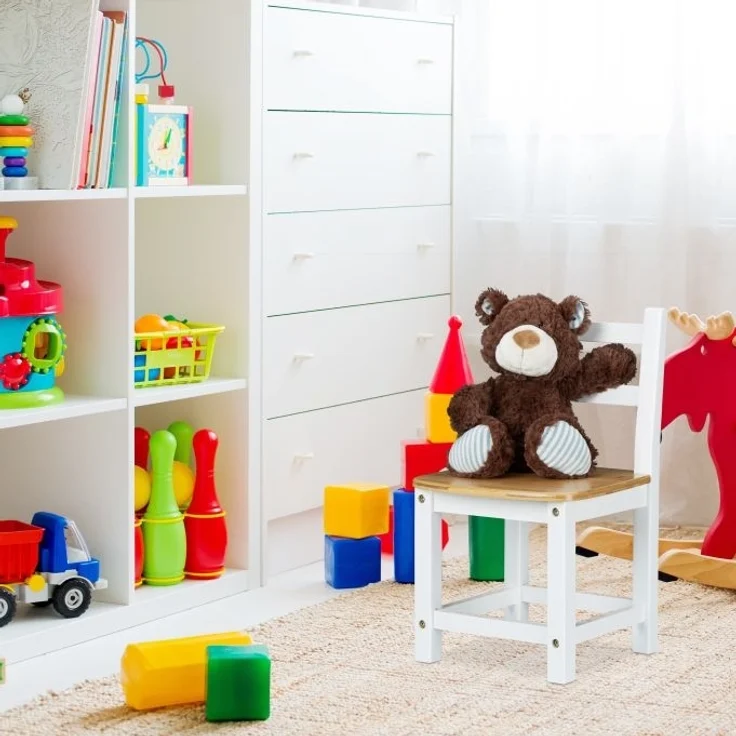 Relaxdays Kinderstuhl Rustico aus Bambus weiß/Natur – Bild 3