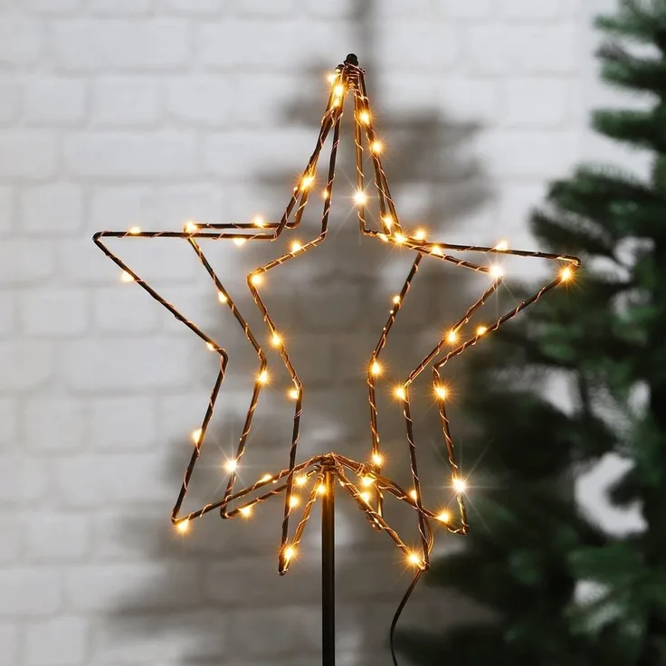 Mojawo Lichtervorhang LED 3D Weihnachtsstern Weihnachtsbeleuchtung Außen 52 LEDs Batterie