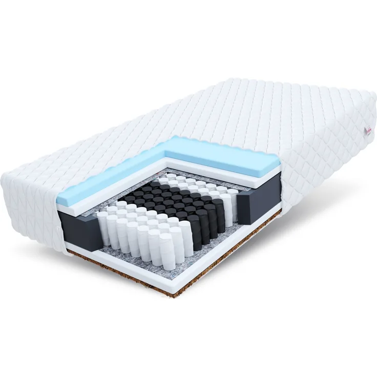 Matratze 100x200 Taschenfederkern LAVAL 7 Zonen H3 H4 20 cm Kokos HR Schaum Klimafaser Polyurethanschaum JERSEY