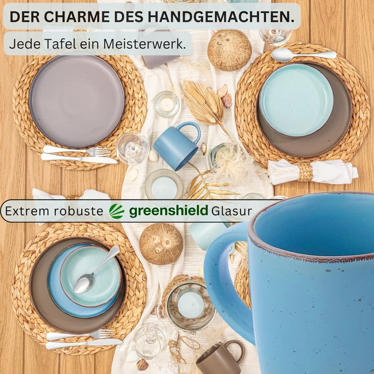 SÄNGER Steingut Kaffeebecher Bombay Meeresboden 4 teilig – Bild 1