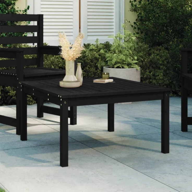 Gartentisch, Balkontisch, Beistelltisch Schwarz 82,5 x 82,5 x 45 cm Massivholz Kiefer – Bild 1