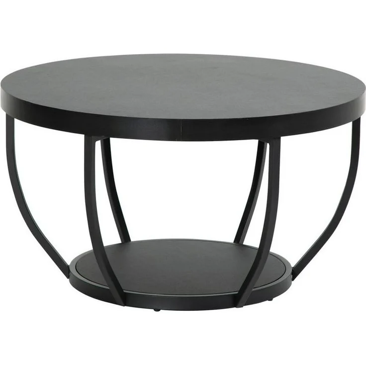 Home Collective Couchtisch Beistelltisch rund Ø 80 cm moderner Wohnzimmertisch mit 2 Ablagen (ideal als Büro Ablagetisch oder als Wohnzimmer Deko), hochwertiges Design mit Metallgestell, stabile Tischplatte, schwarz – Bild 1
