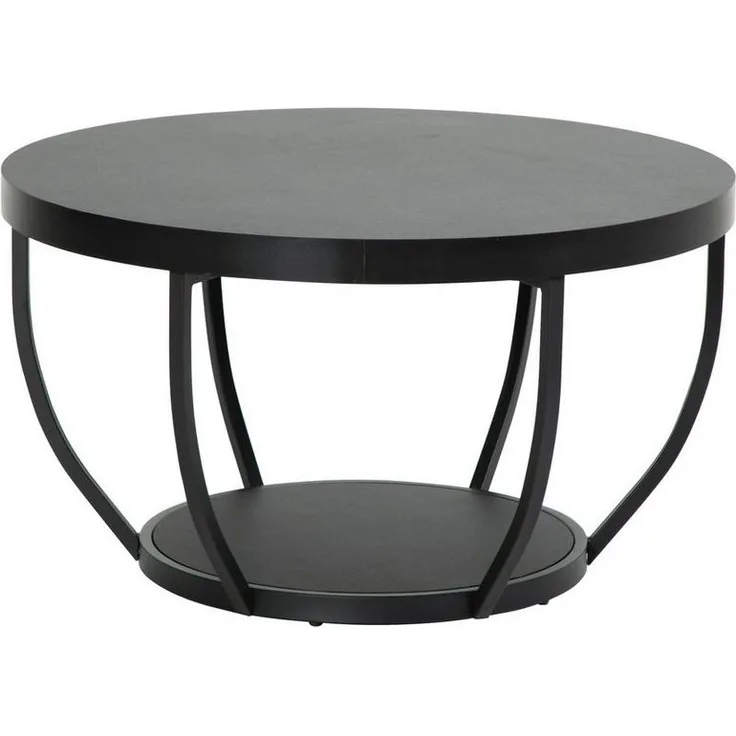 Home Collective Couchtisch Beistelltisch rund Ø 80 cm moderner Wohnzimmertisch mit 2 Ablagen (ideal als Büro Ablagetisch oder als Wohnzimmer Deko), hochwertiges Design mit Metallgestell, stabile Tischplatte, schwarz
