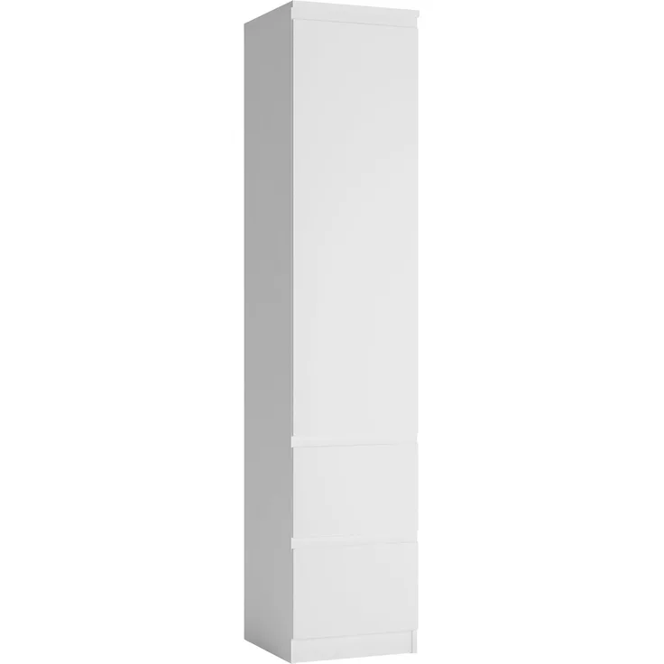 Kleiderschrank Boston Schlafzimmerschrank 46cm weiß / Front Hochglanz