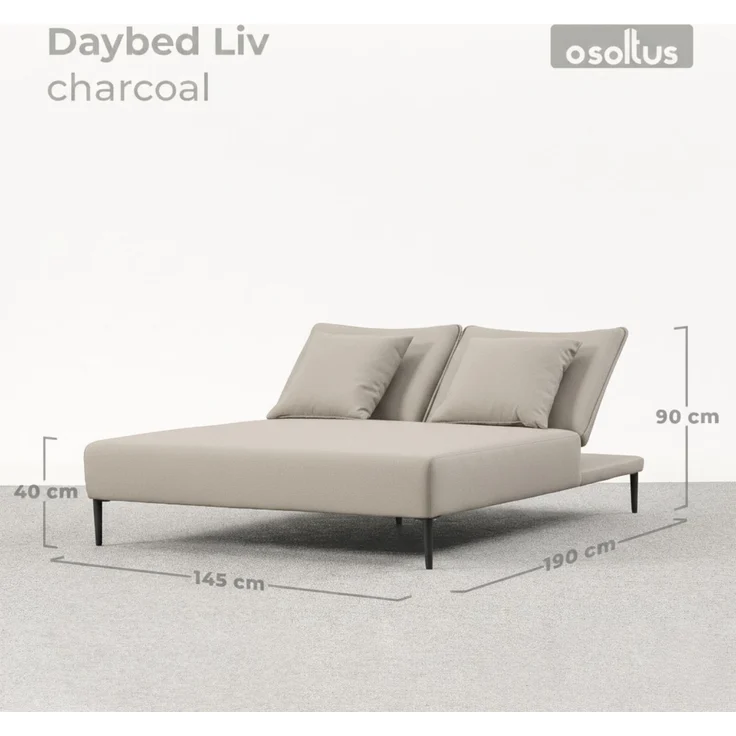 osoltus LIV Premium Daybed Doppelliege Olefin Axroma 190 x 145 cm Taupe Beige – Bild 3