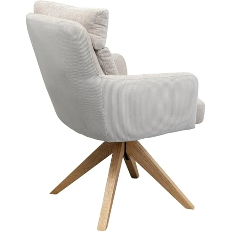 Kare Design Drehstuhl Bosse, Grau, rustikal, 49 cm Sitzhöhe, Esszimmerstuhl, Polsterstuhl, mit Armlehnen, 360 Grad drehbar, Wohnzimmer, 89 x 59 x 69 cm (H/B/T) – Bild 5