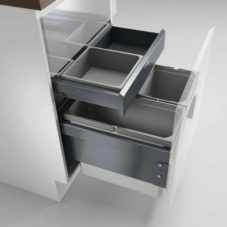 Cox® Base 360 S/500-3 mit Base-Board, Abfallsammler für Frontauszüge, ohne Biodeckel, hellgrau, H 460 mm