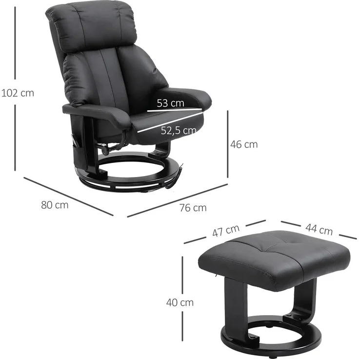 Hocker, Massage, Schwarz, 76x80x102cm--Schwarz--76x80x102cm--YOUDENOVA – Bild 3