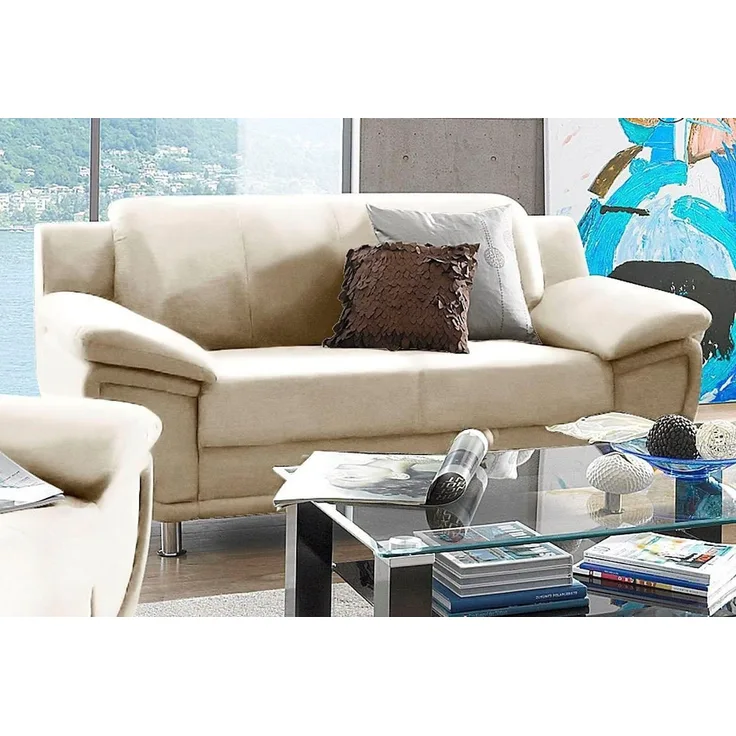 TRENDMANUFAKTUR 2-Sitzer Rondo, Breite 178 cm, breite Armlehnen, Füße chromfarben, Couch wahlweise mit Federkern und in verschiedenen Bezügen bestellbar