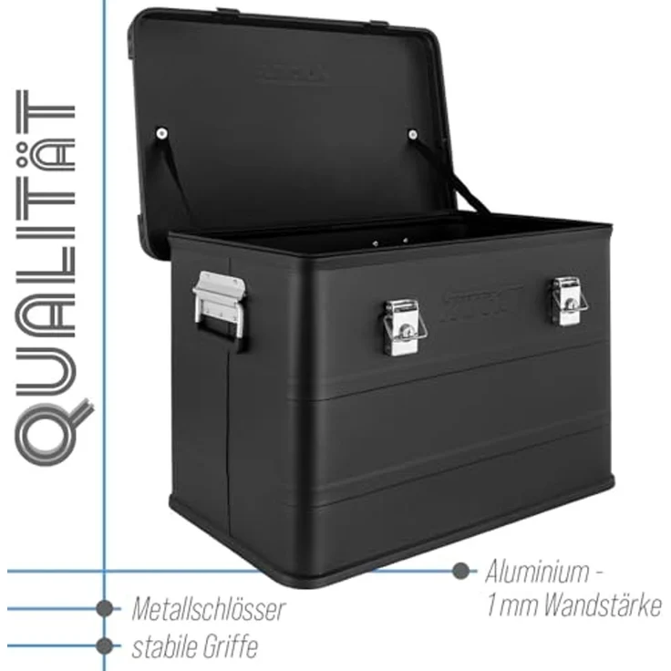 Trucky Allzweckkiste Aluminium Box mit Deckel Schwarz Alukiste 75 Liter Aufbewahrungsbox – Bild 3