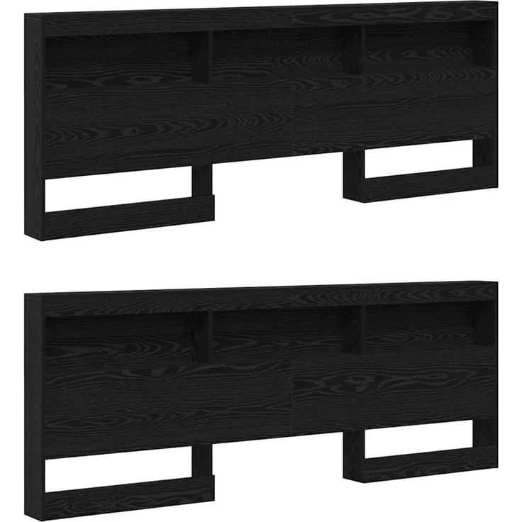 vidaXL Aufbewahrungskopfteil Schwarz Eichen-Optik Holzwerkstoff 76,5 x 217,5 x 217,5 cm – Bild 5