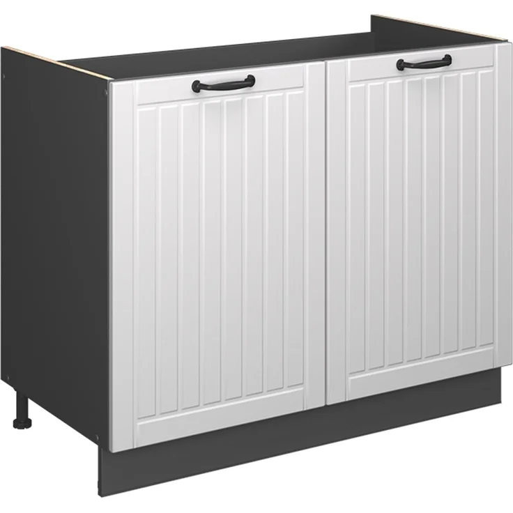 Spülenunterschrank Fame-Line Weiß Landhaus/Anthrazit 100 cm ohne Arbeitsplatte Vicco – Bild 1