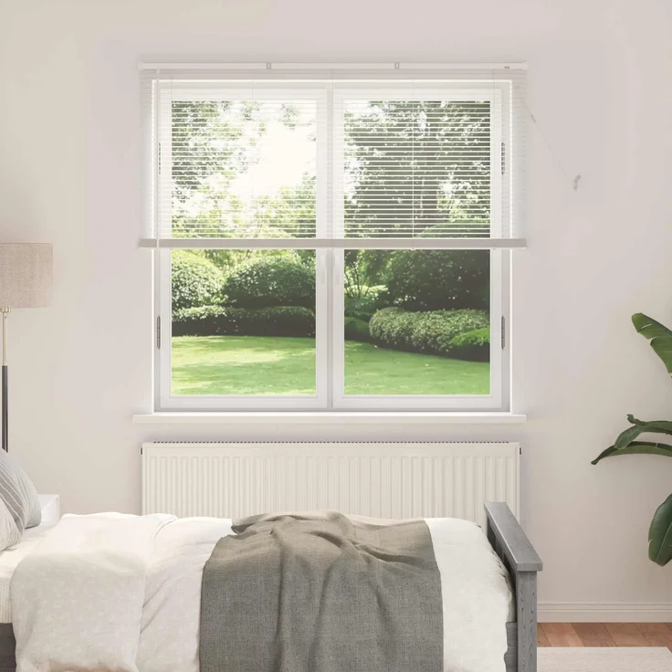 vidaXL Venezianische Jalousie Weiß 150 x 140 cm 25 mm PVC 42003716 – Bild 1