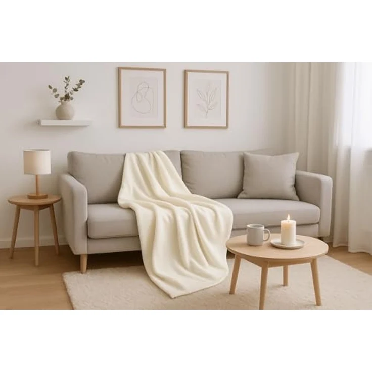 Wohndecke 4 Stück Fleecedecken Kuscheldecken Größe 130x170 cm Farbe creme, Betz – Bild 2